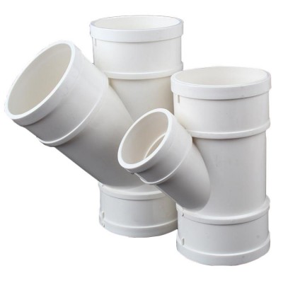 45 Degree Plastic Pvc Material Y Type Three-way Drainage Socket Plastic Pipe Fittings